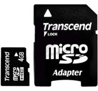 Карта памяти Transcend microSDHC 4 GB Class 4 с SD адаптером