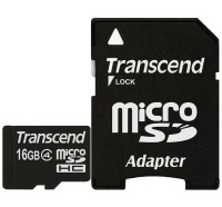 Карта памяти Transcend microSDHC 16 GB Class 4 с SD адаптером