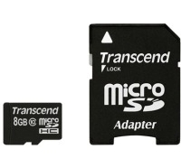 Карта памяти Transcend microSDHC 8 GB Class 10 с SD адаптером