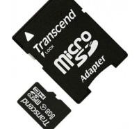 Карта памяти Transcend microSDHC 8 GB Class 4 с SD адаптером